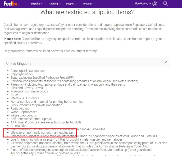 UK FedEx Prohibited Items